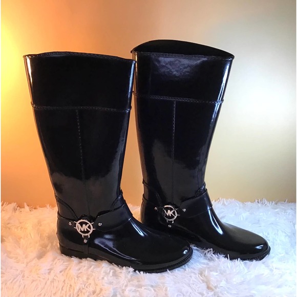 Michael Kors Shoes - Michael Kors Women's Black Glossy Rain Boots Sz 10